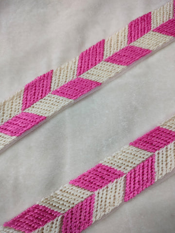 Pink Embellished Threadwork Trim