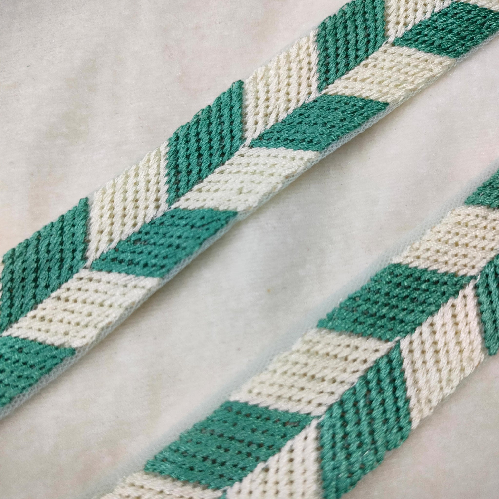 Rama Green Embellished Threadwork Trim