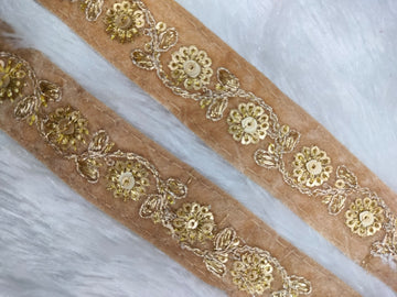 Beige Fancy Sequin Work Trim