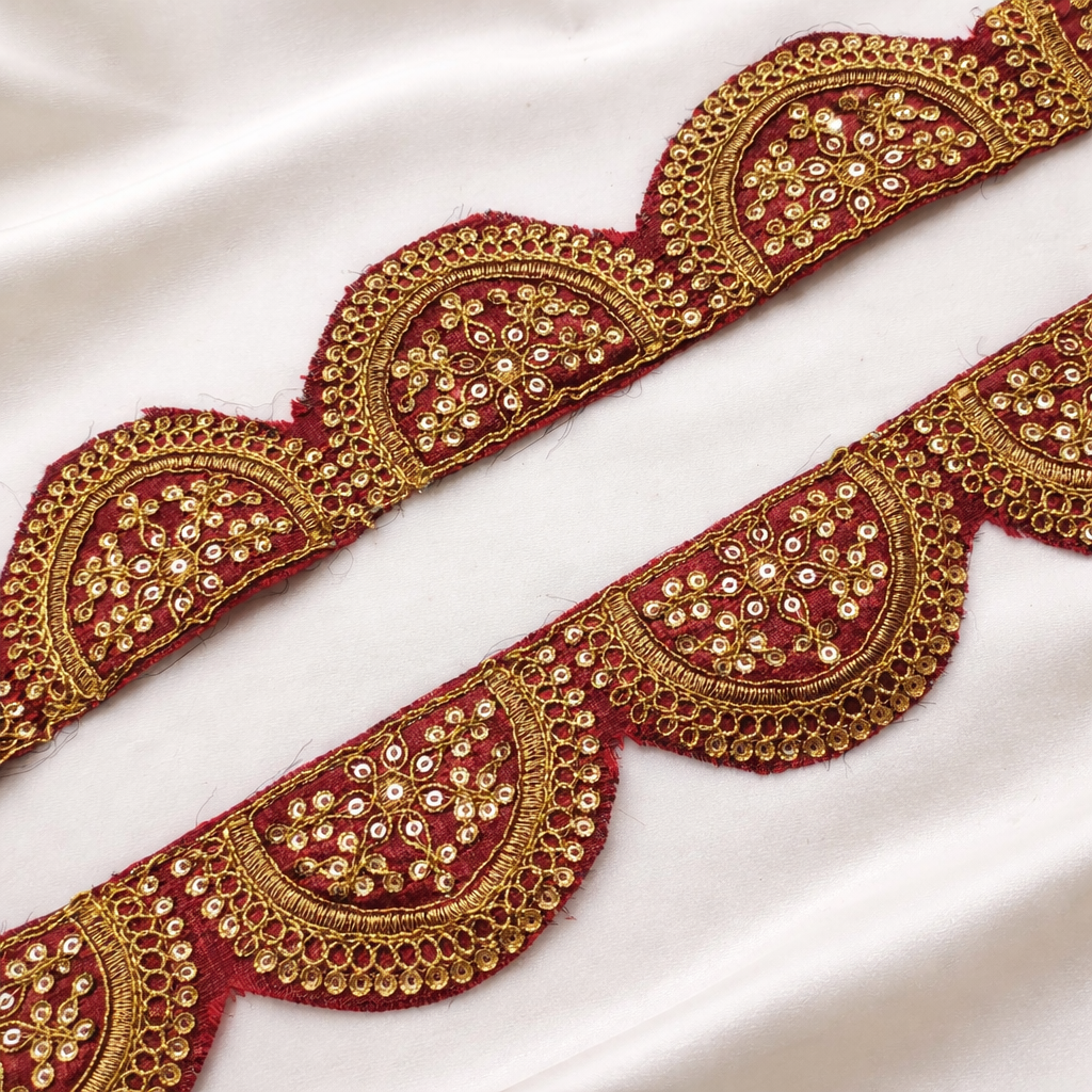 Scalloped Zari Embroidered Decorative Trim