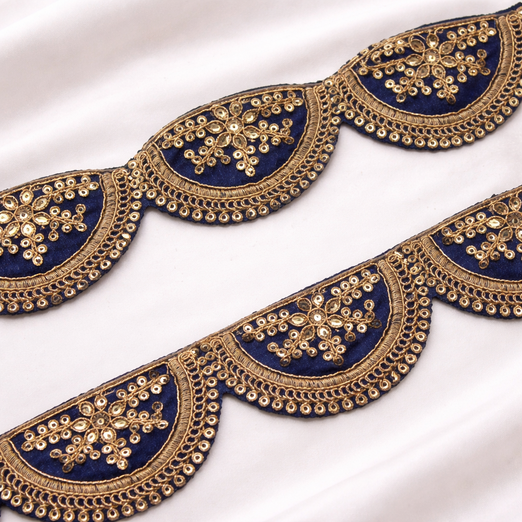 Scalloped Zari Embroidered Decorative Trim