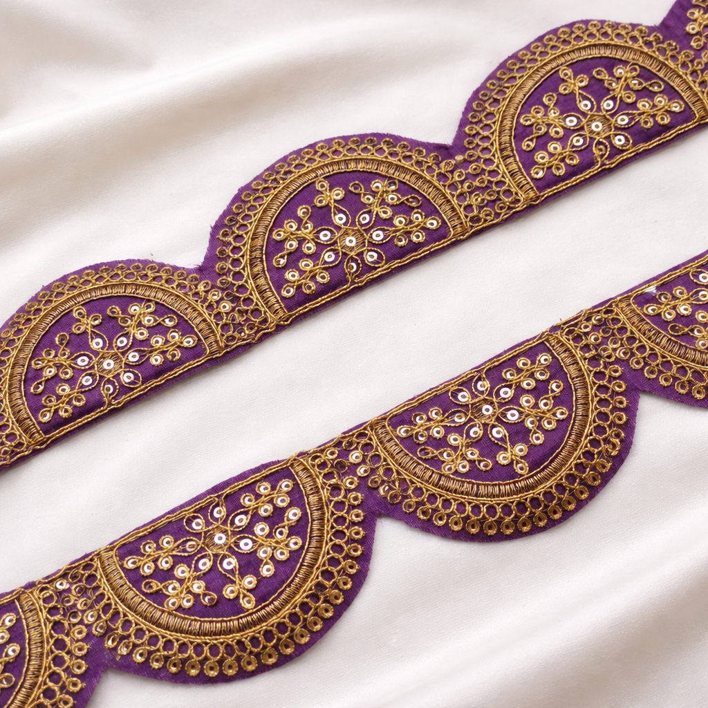 Scalloped Zari Embroidered Decorative Trim