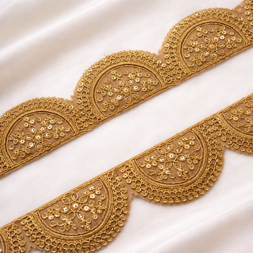 Scalloped Zari Embroidered Decorative Trim