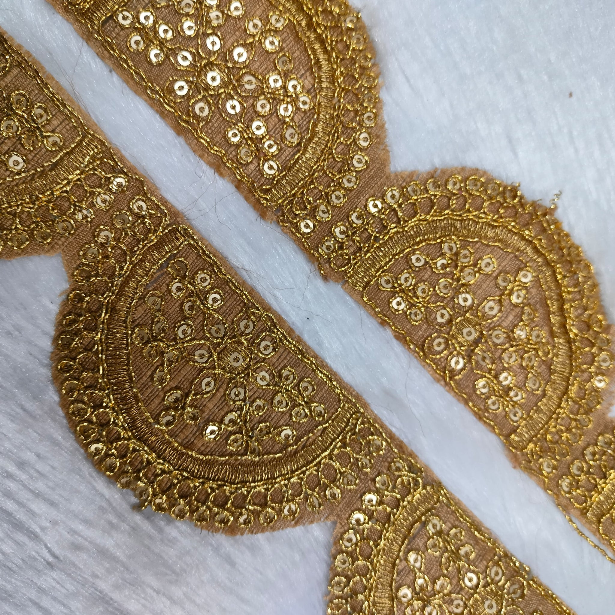 Beige Fancy Sequin Work Trim