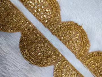 Beige Fancy Sequin Work Trim