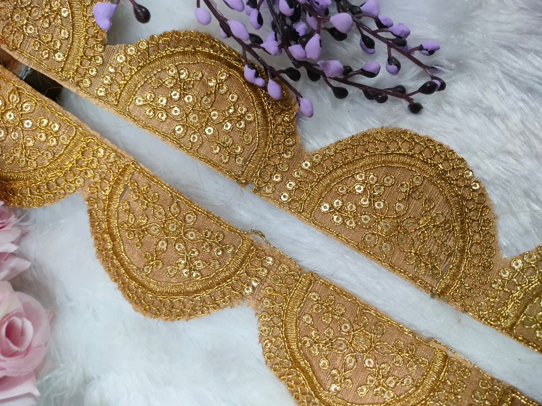 Beige Fancy Sequin Work Trim