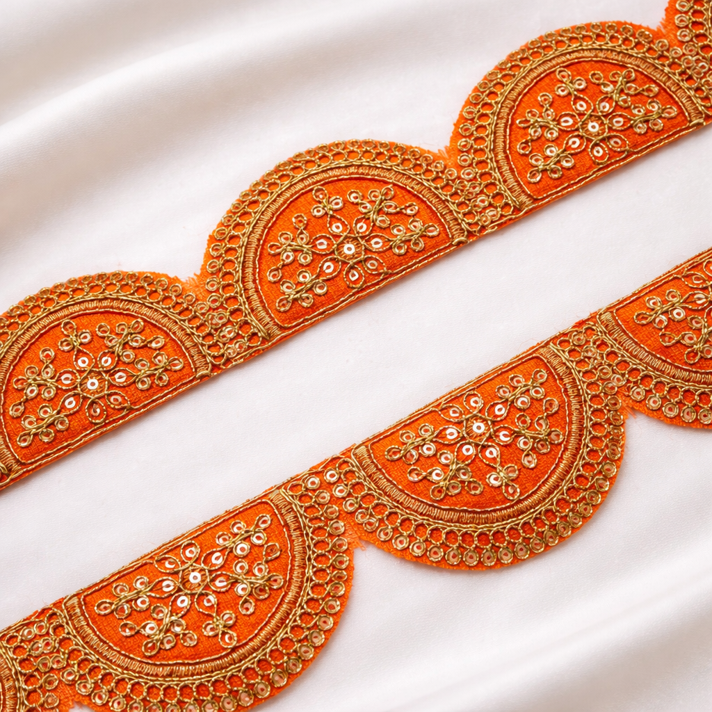 Scalloped Zari Embroidered Decorative Trim