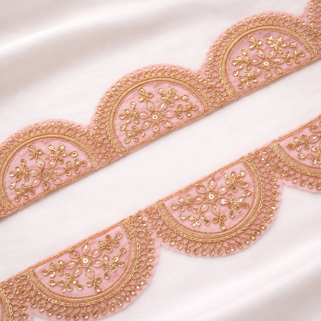 Scalloped Zari Embroidered Decorative Trim