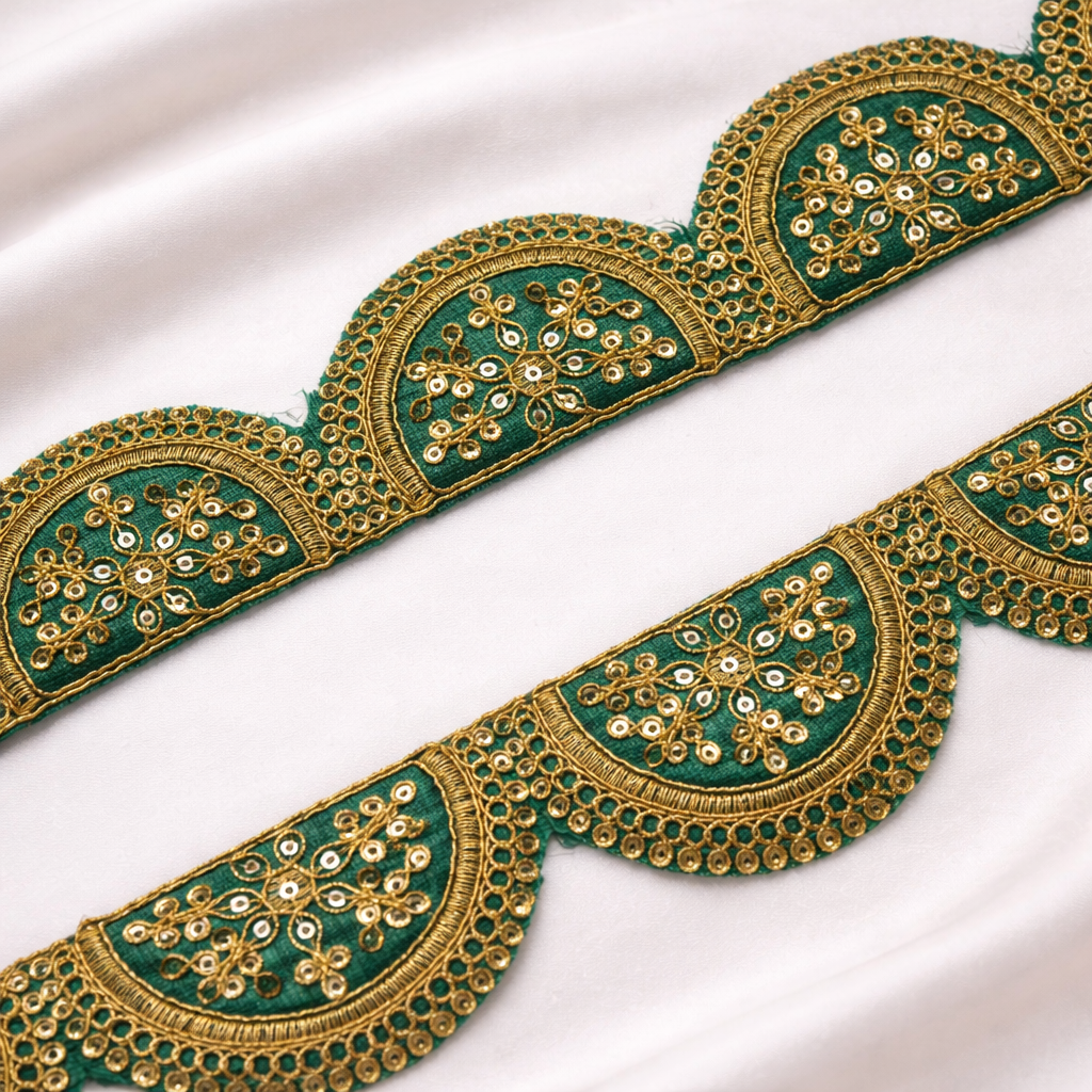 Scalloped Zari Embroidered Decorative Trim