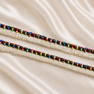 Beaded Net Lace Trim with Textured Edging