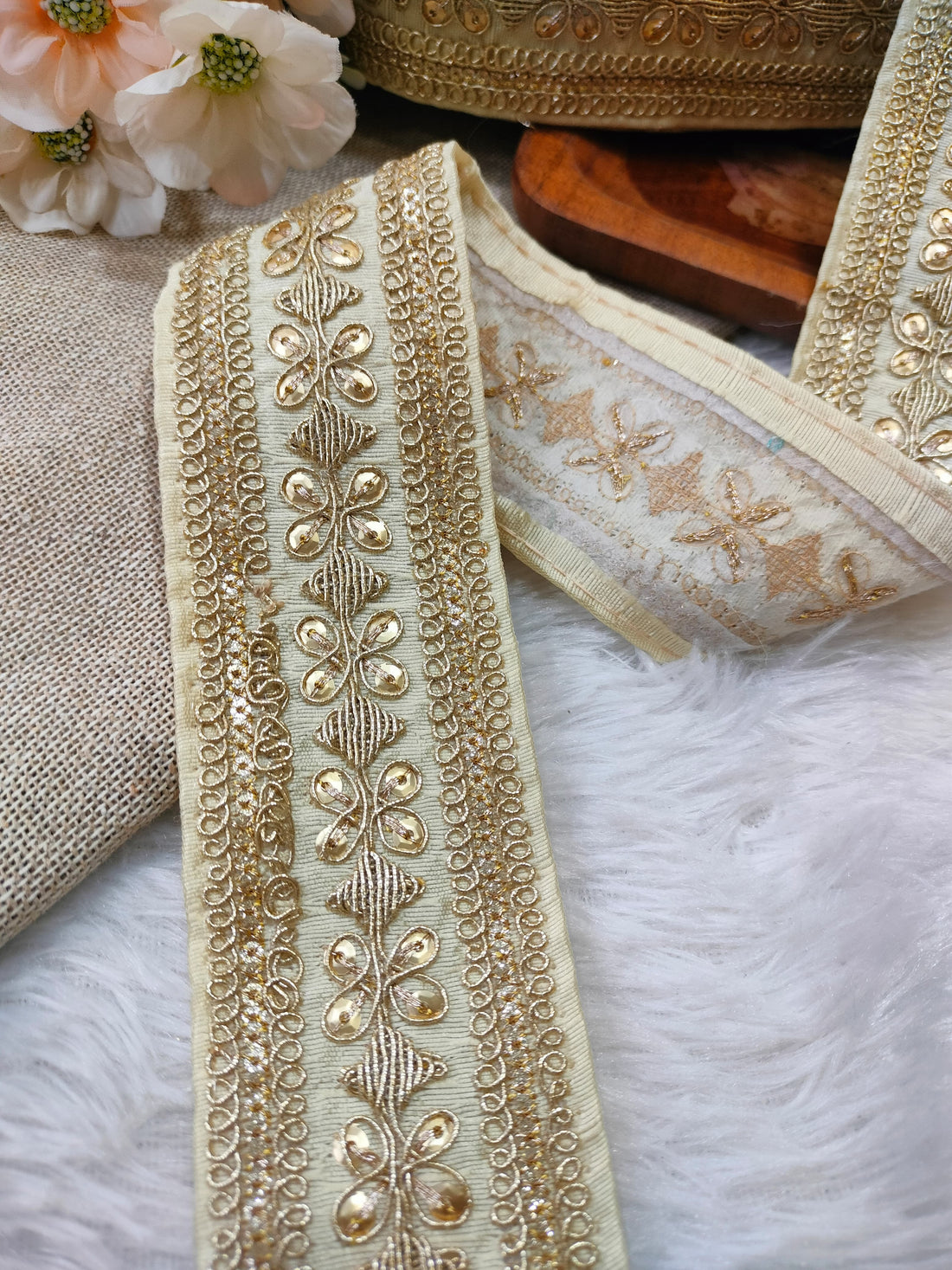 Beige Fancy Embellished Trim