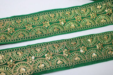 Green Fancy Zari And Sequin Trim