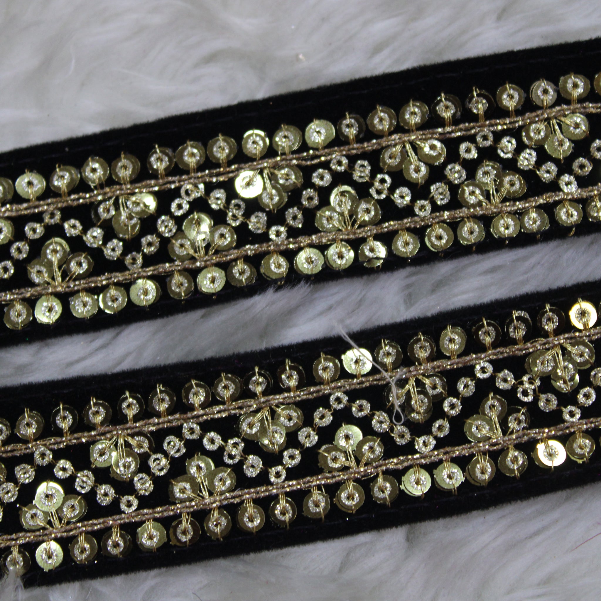 Black Fancy Zari And Sequin Trim