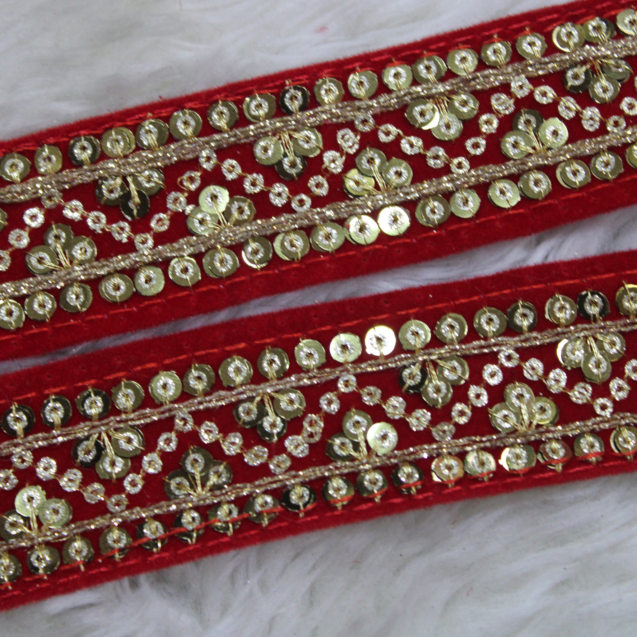 Dark Pink Fancy Zari And Sequin Trim