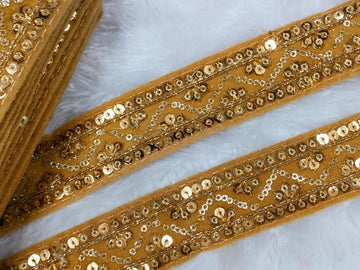 Beige Fancy Zari And Sequin Trim