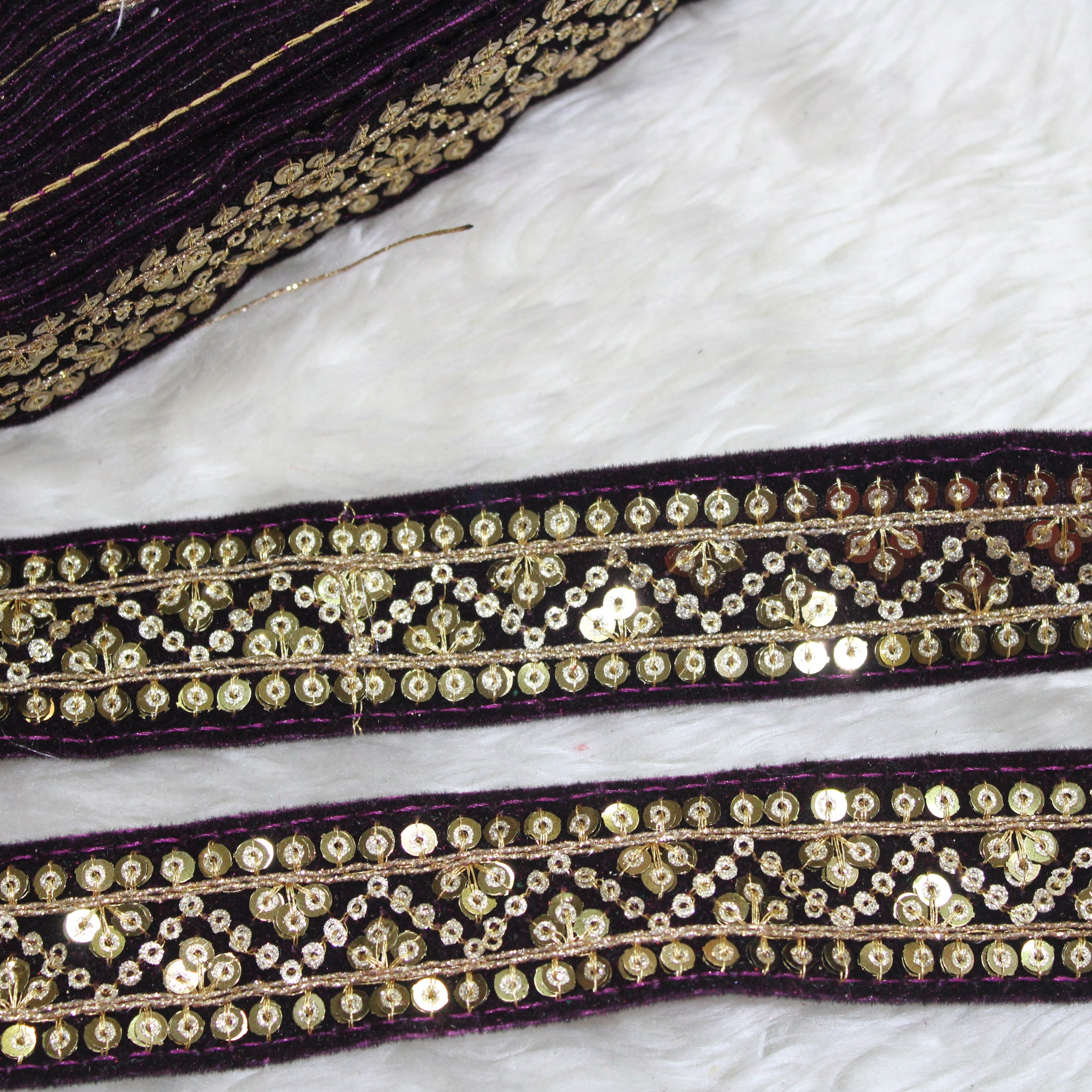 Purple Fancy Zari And Sequin Trim