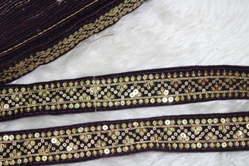 Purple Fancy Zari And Sequin Trim