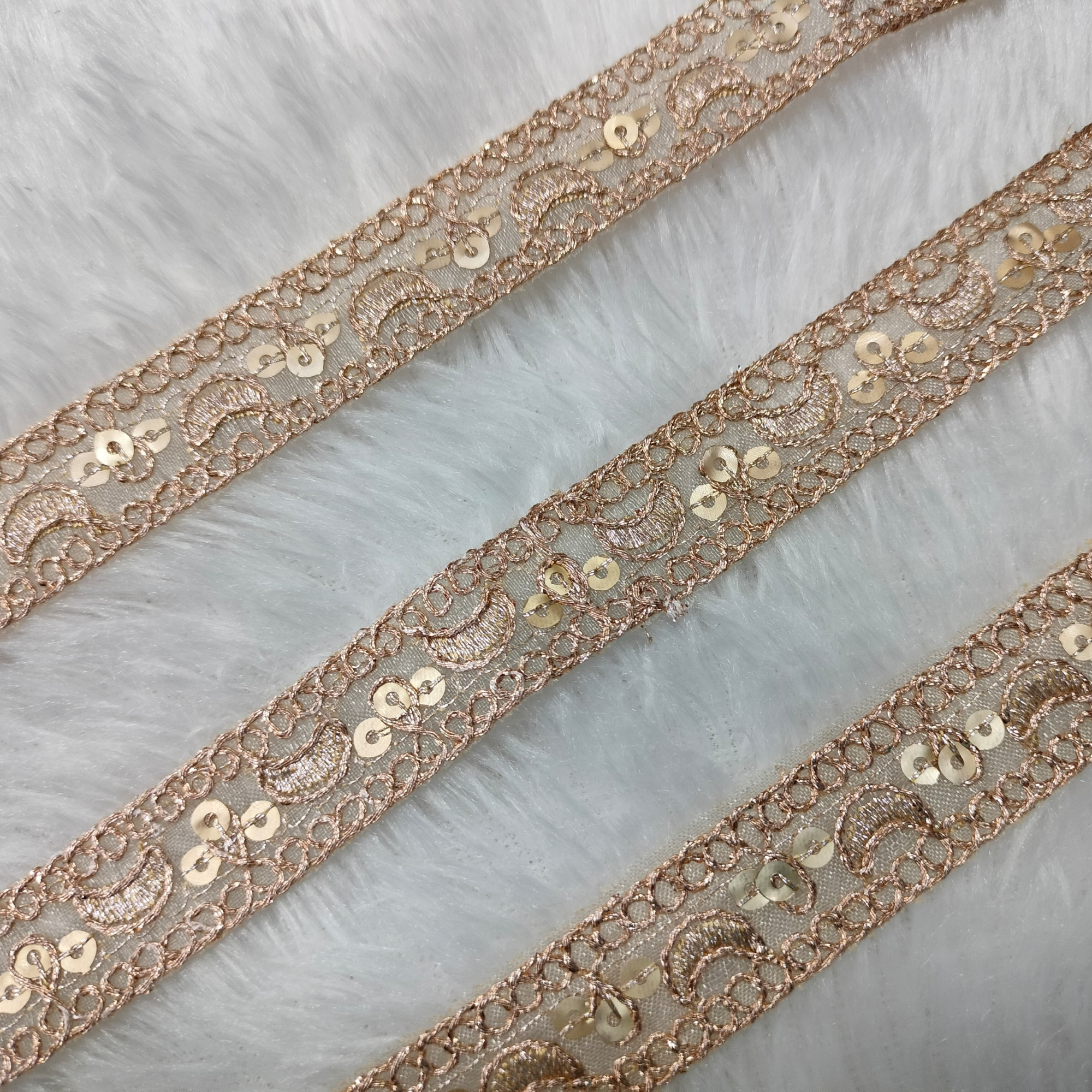 Paisley Sequin Embroidered Lace Trim Border for Ethnic & Designer Wear