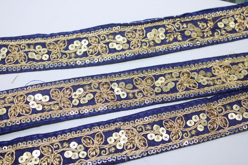 Navy Blue Fancy Zari Trim