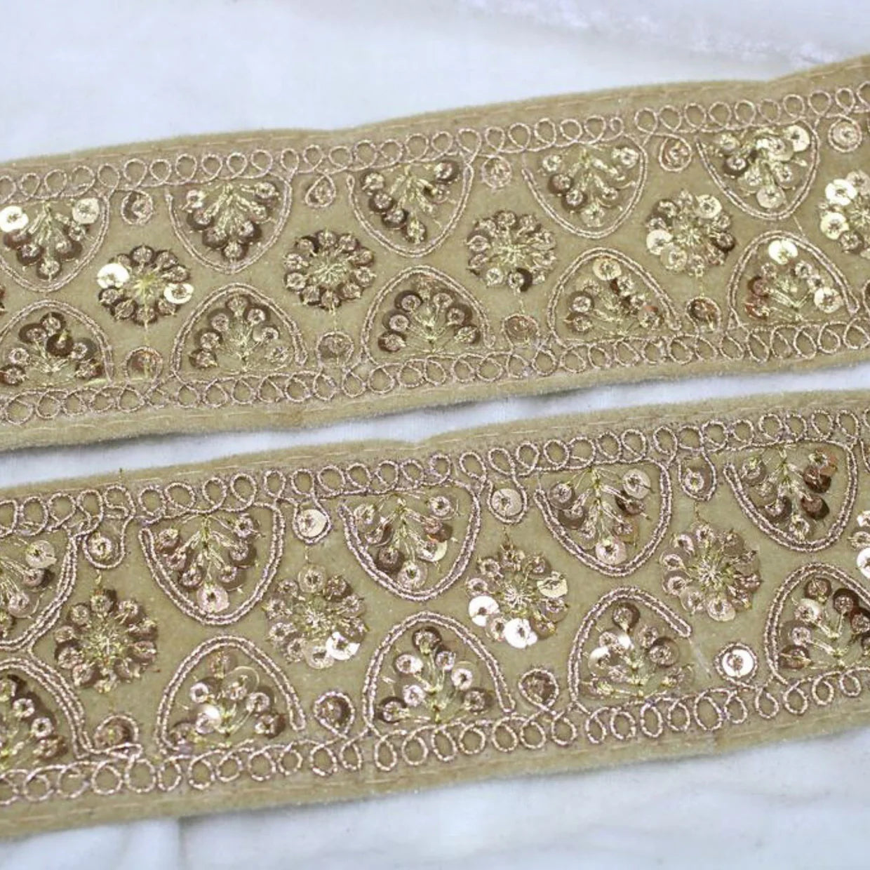 Floral Sequin Embroidered Lace Trim Border for Ethnic, Festive & Designer Wear