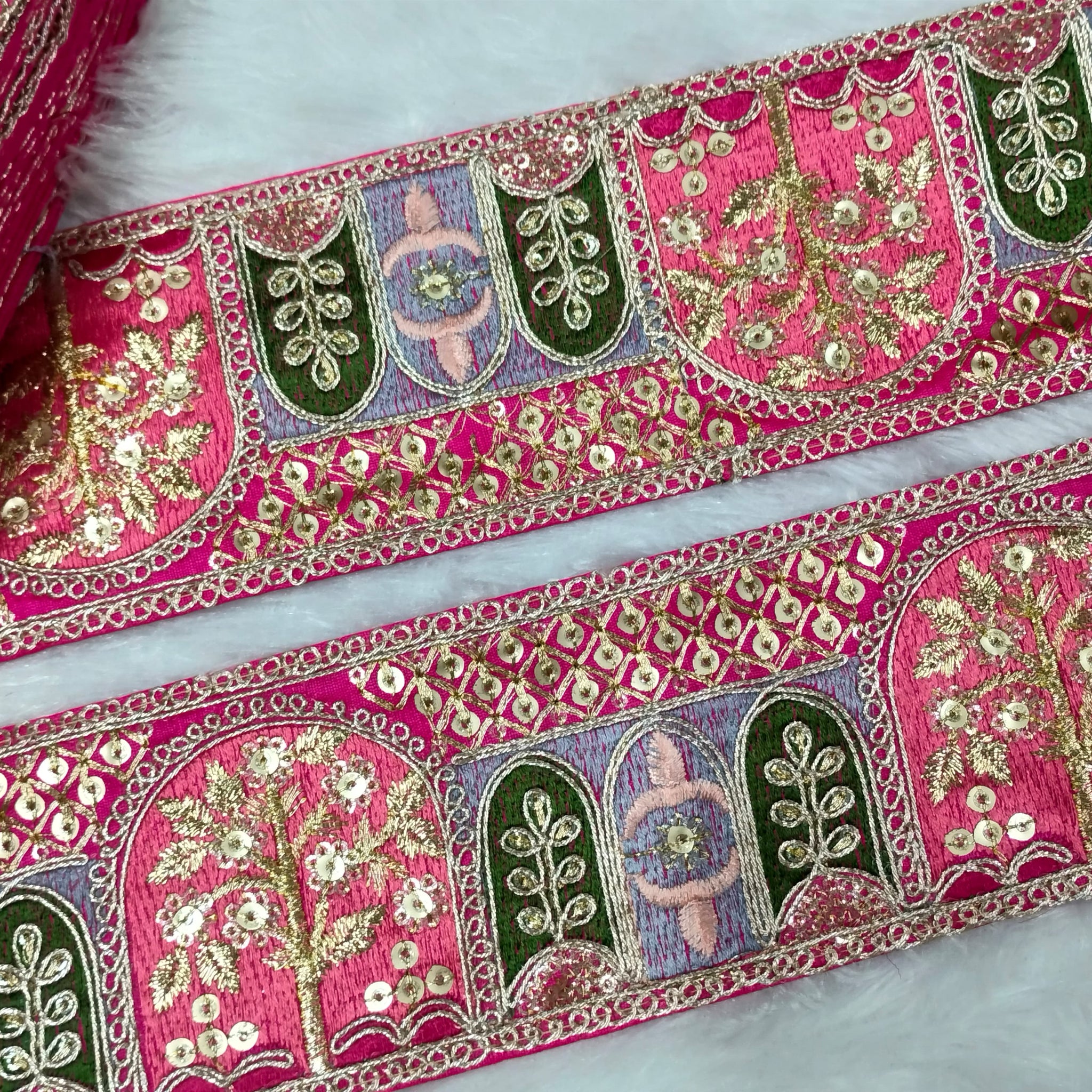 Blush Pink Multicolor Zari Work Lace