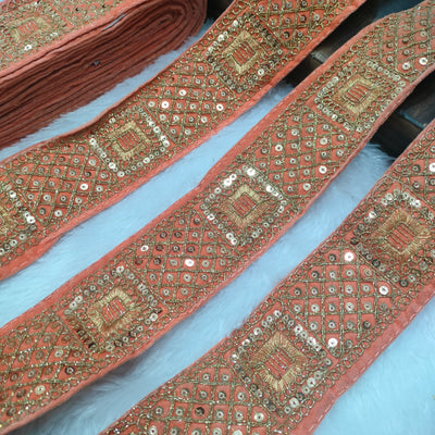 Geometric Sequin Embroidered Lace Border for Ethnic, Festive & Designer Wear