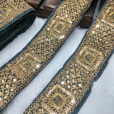 Geometric Sequin Embroidered Lace Border for Ethnic, Festive & Designer Wear hover