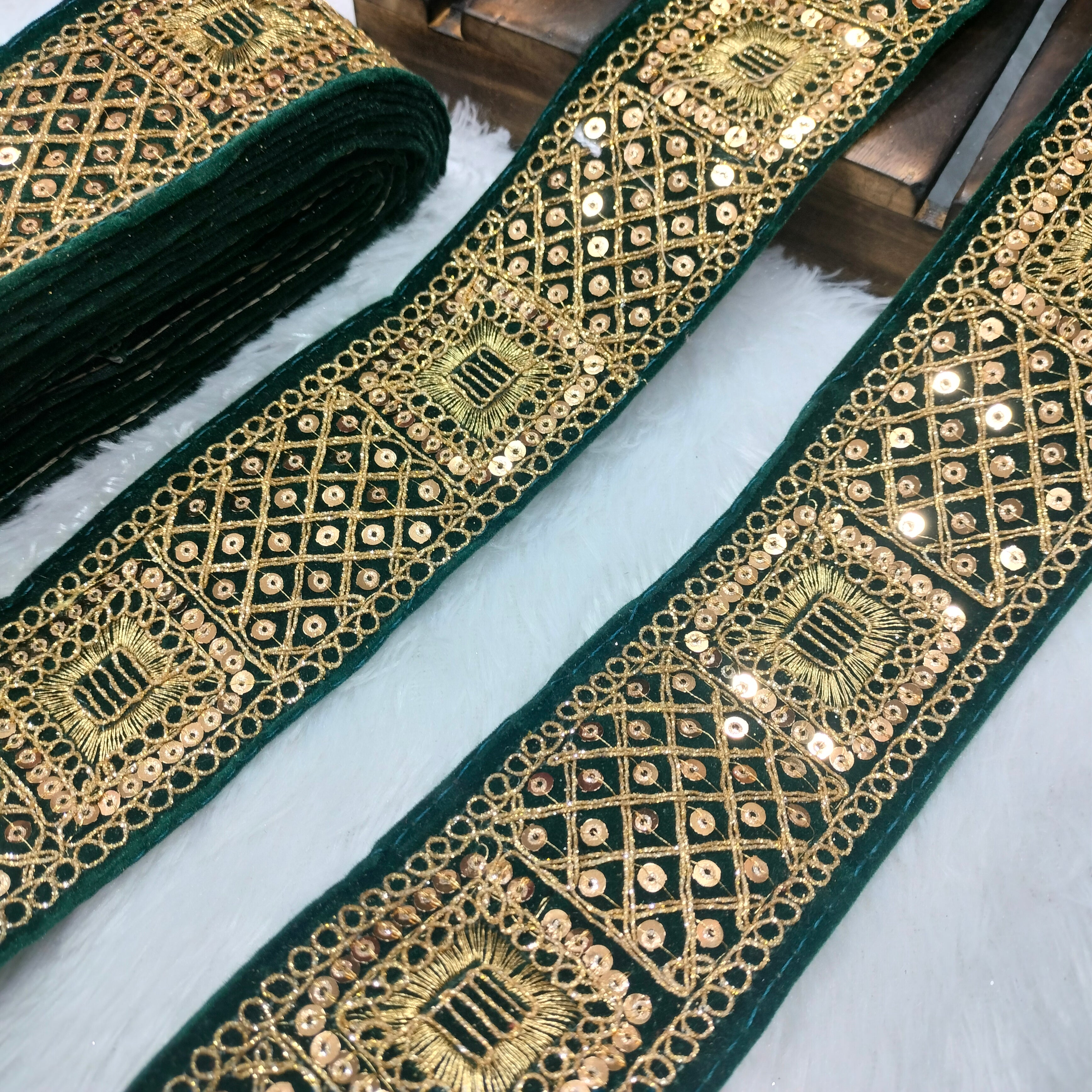 Geometric Sequin Embroidered Lace Border for Ethnic, Festive & Designer Wear