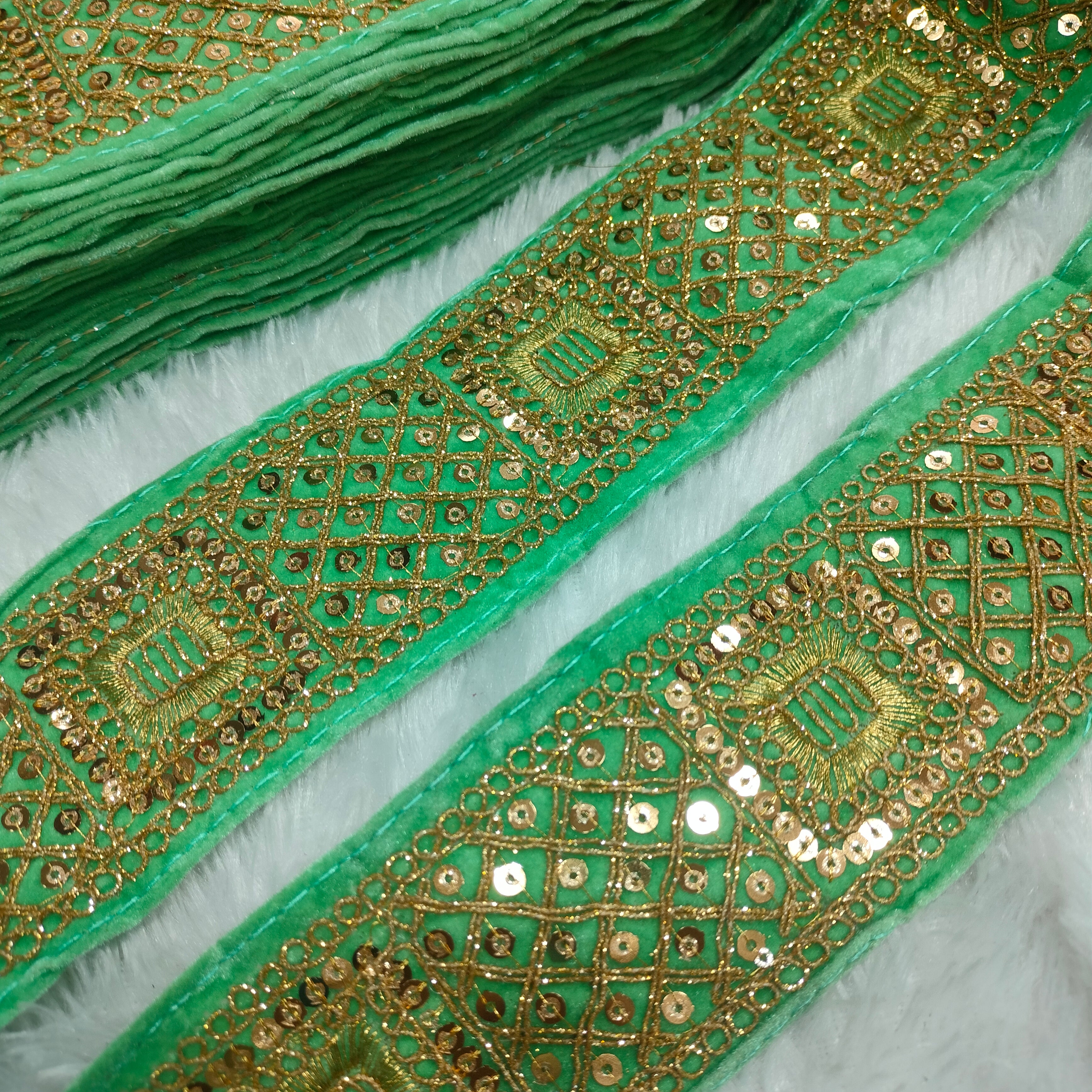 Geometric Sequin Embroidered Lace Border for Ethnic, Festive & Designer Wear