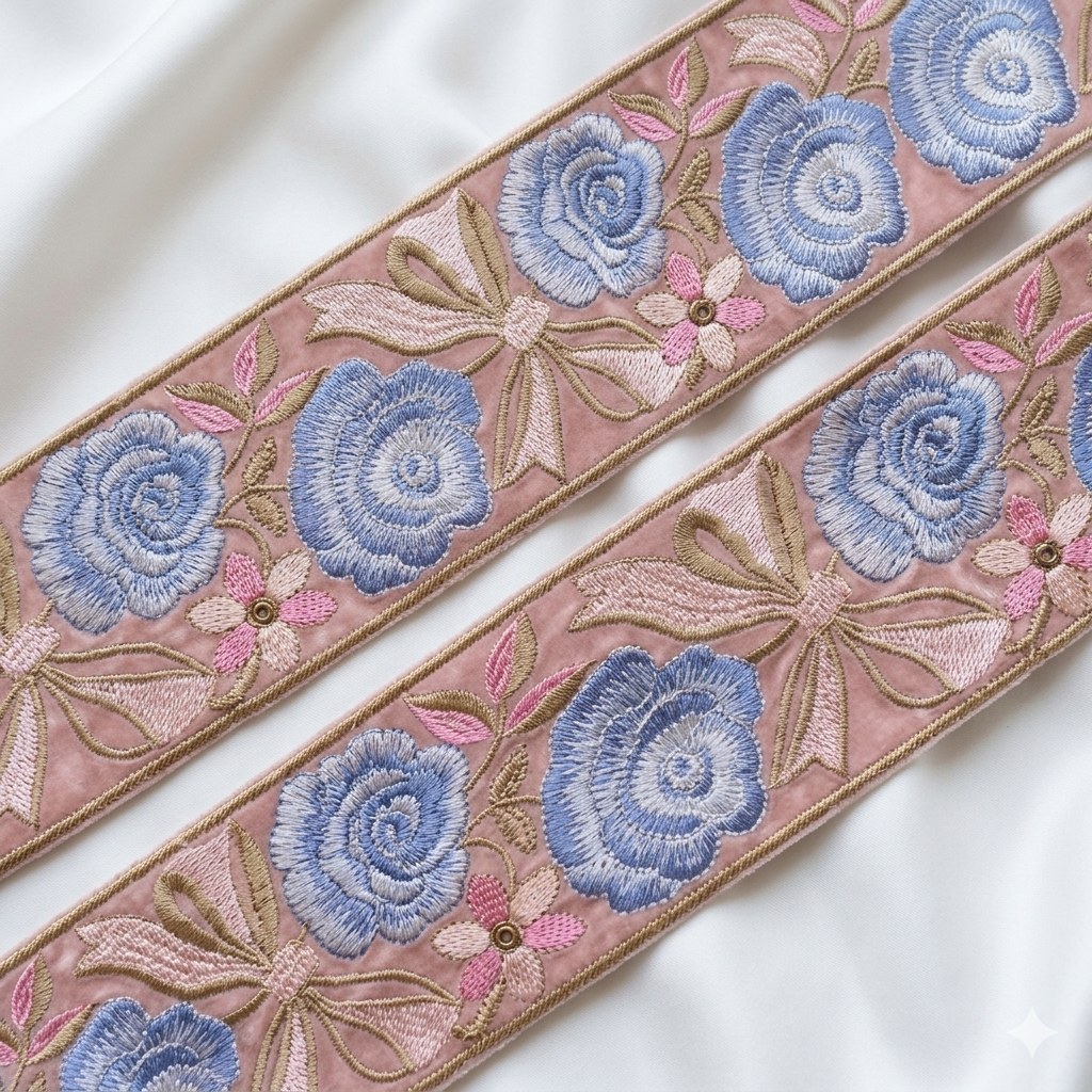 Floral Embroidered Lace Trim Border for Ethnic, Festive & Designer Wear