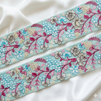 Floral Embroidered Lace Trim Border for Ethnic, Festive & Designer Wear hover