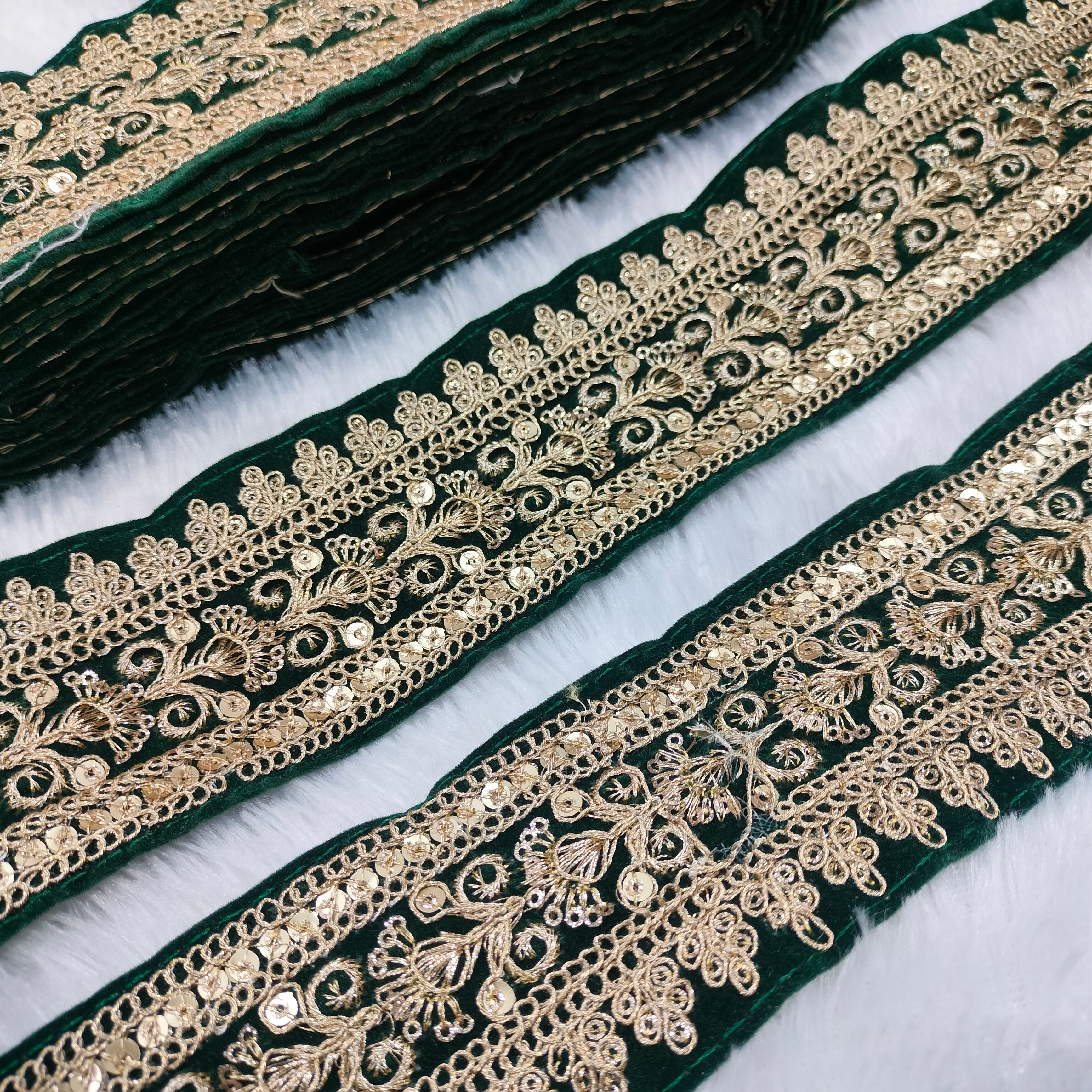 Embroidered Lace Trim Border with Sequin Work for Ethnic, Bridal & Designer Wear