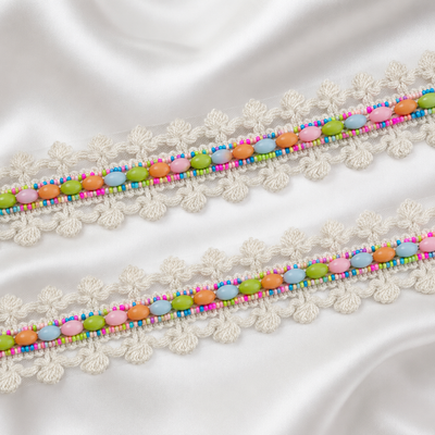 Beaded Fringe Lace Border with Hanging Disc Detailing hover