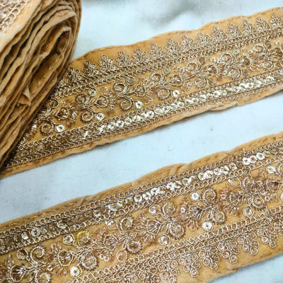 Embroidered Lace Trim Border with Sequin Work for Ethnic, Bridal & Designer Wear hover image