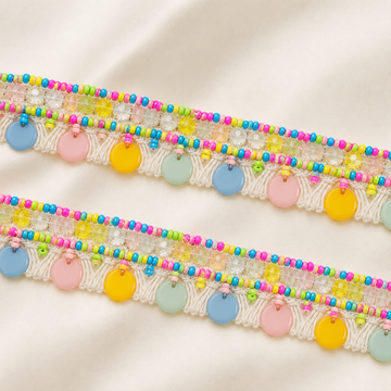 Beaded Fringe Lace Border with Hanging Disc Detailing