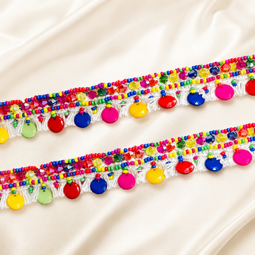 Beaded Fringe Lace Border with Hanging Disc Detailing