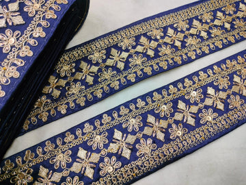 Navy Blue Fancy Embellished Trim