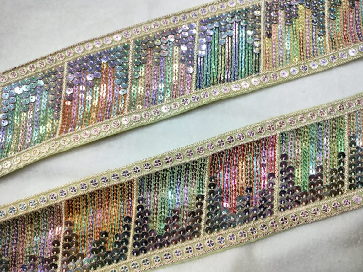 Multicolor Sequin Trim Lace