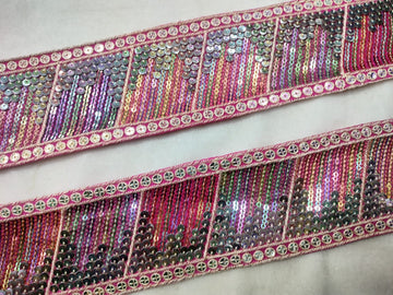 Multicolor Sequin Trim Lace