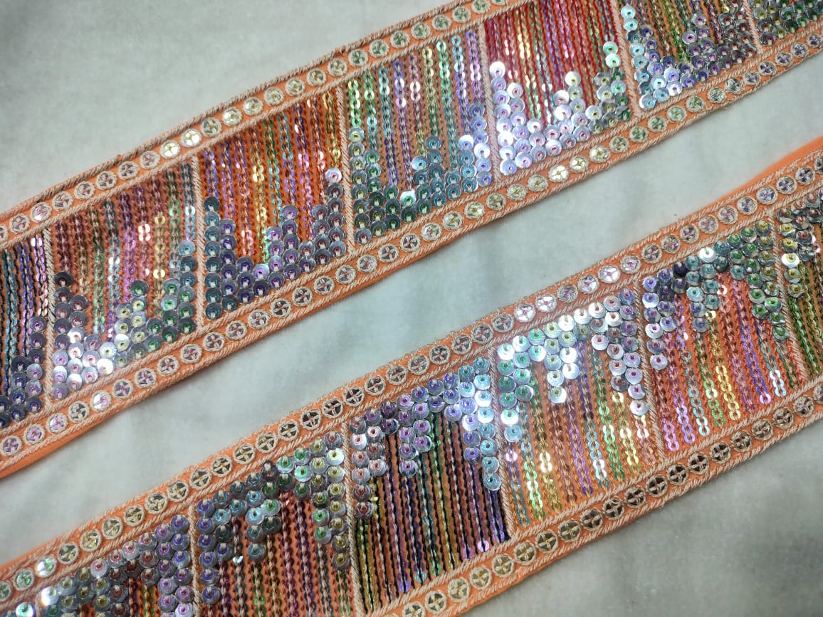 Multicolor Sequin Trim Lace