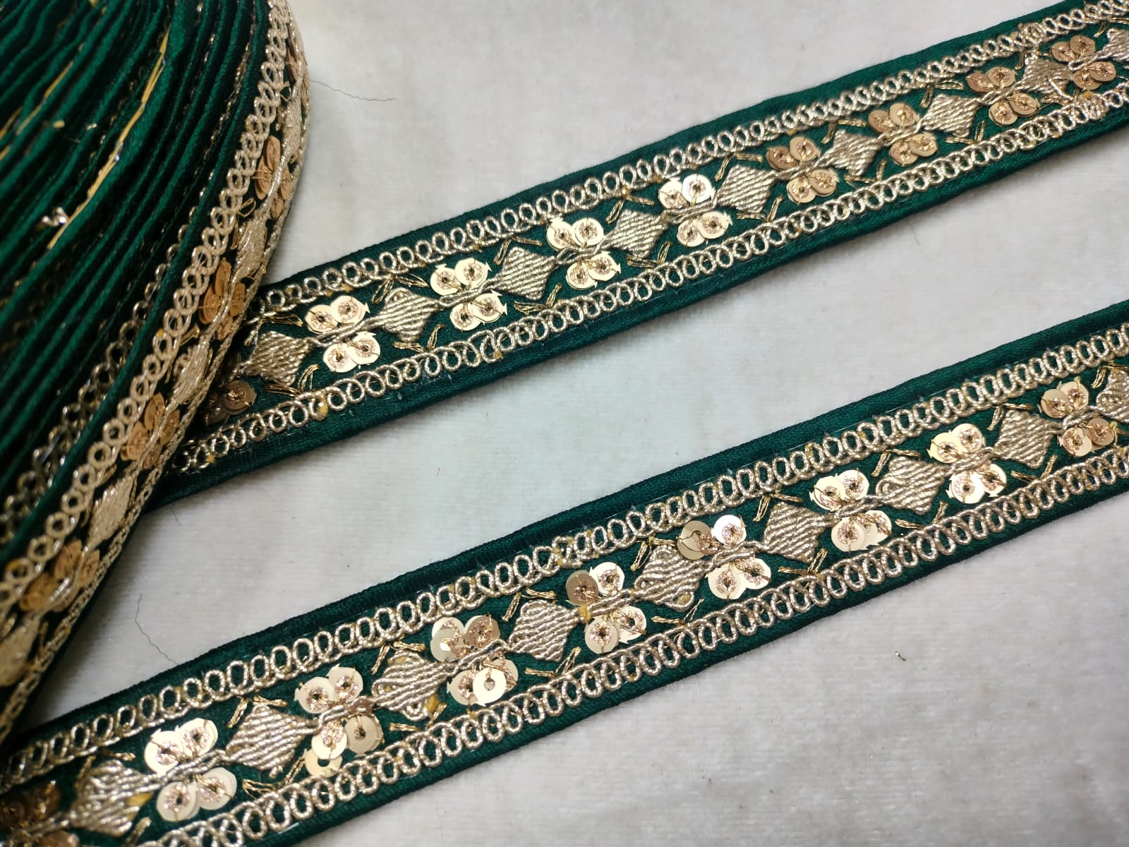 Dark Green Fancy Embellished Trim