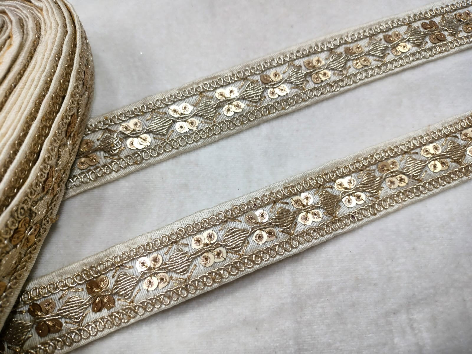 Beige Fancy Embellished Trim