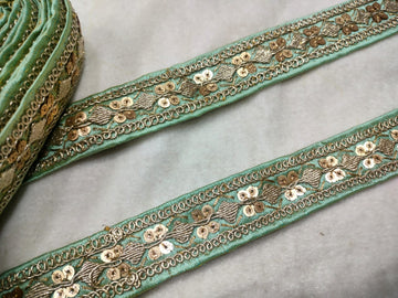 Pista Green Fancy Embellished Trim