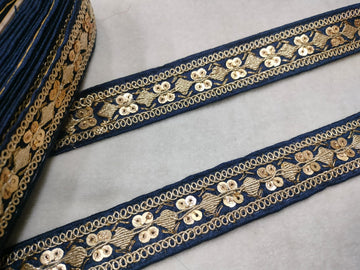 Navy Blue Fancy Embellished Trim