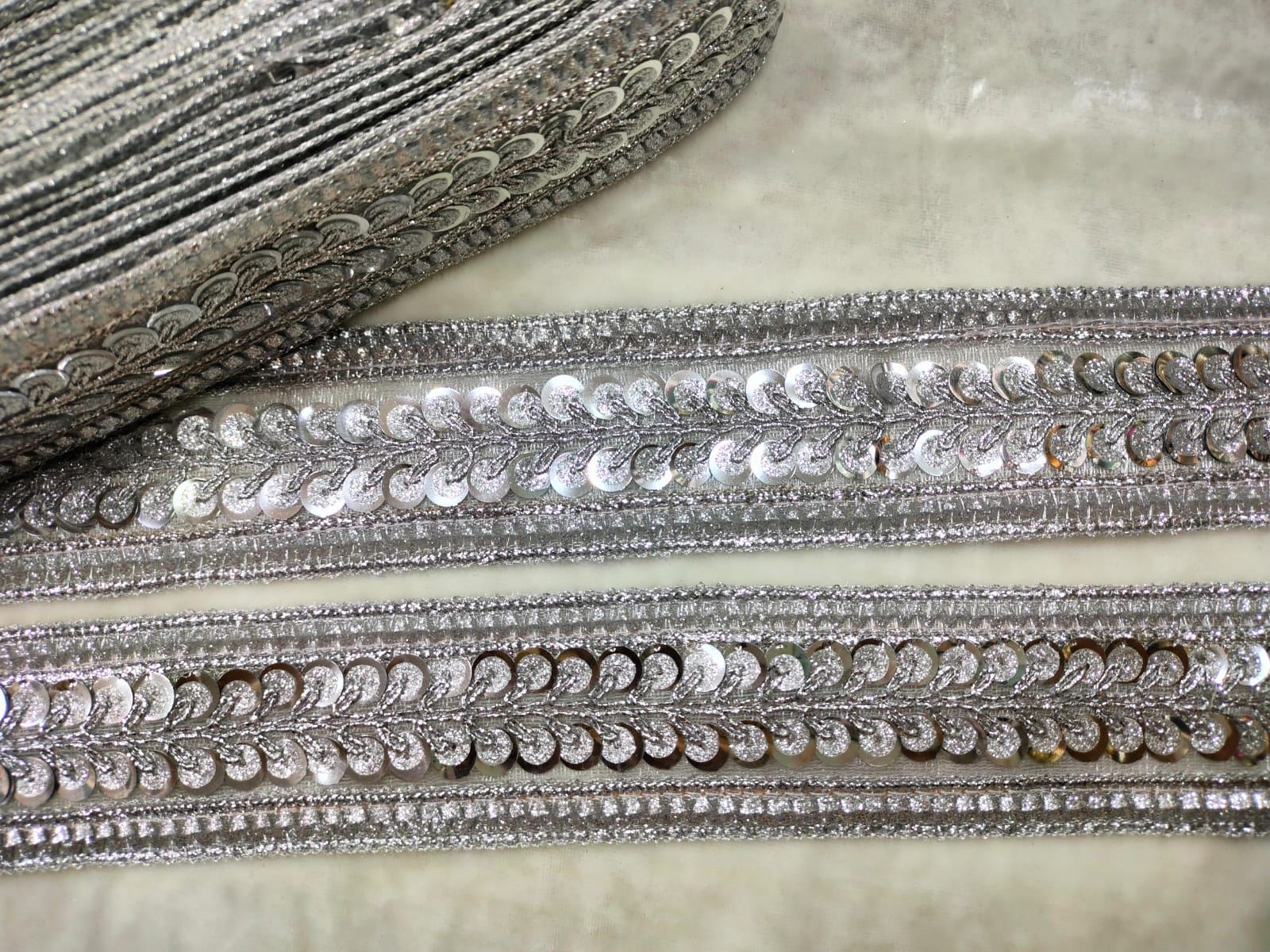 Silver Fancy Sequin Lace