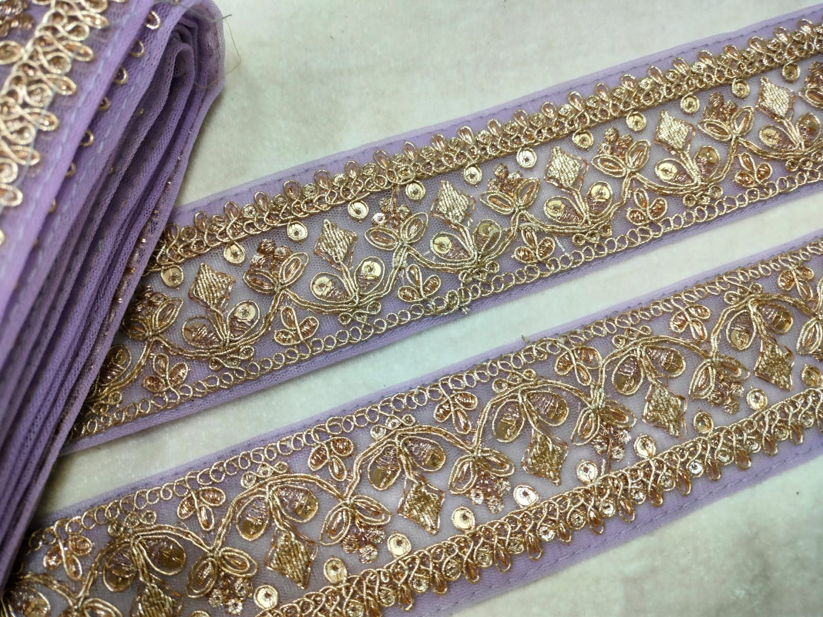 Lavender Fancy Zari Work Embroidered Border