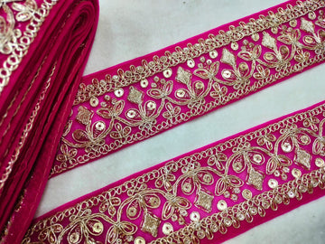 Pink Fancy Zari Work Embroidered Border