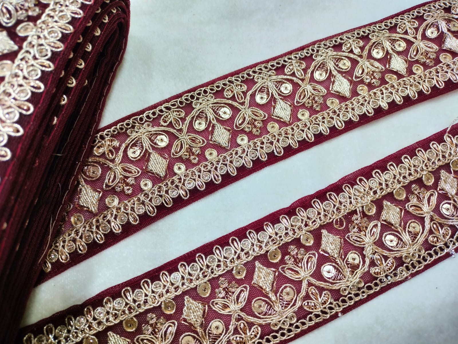 Maroon Fancy Zari Work Embroidered Border