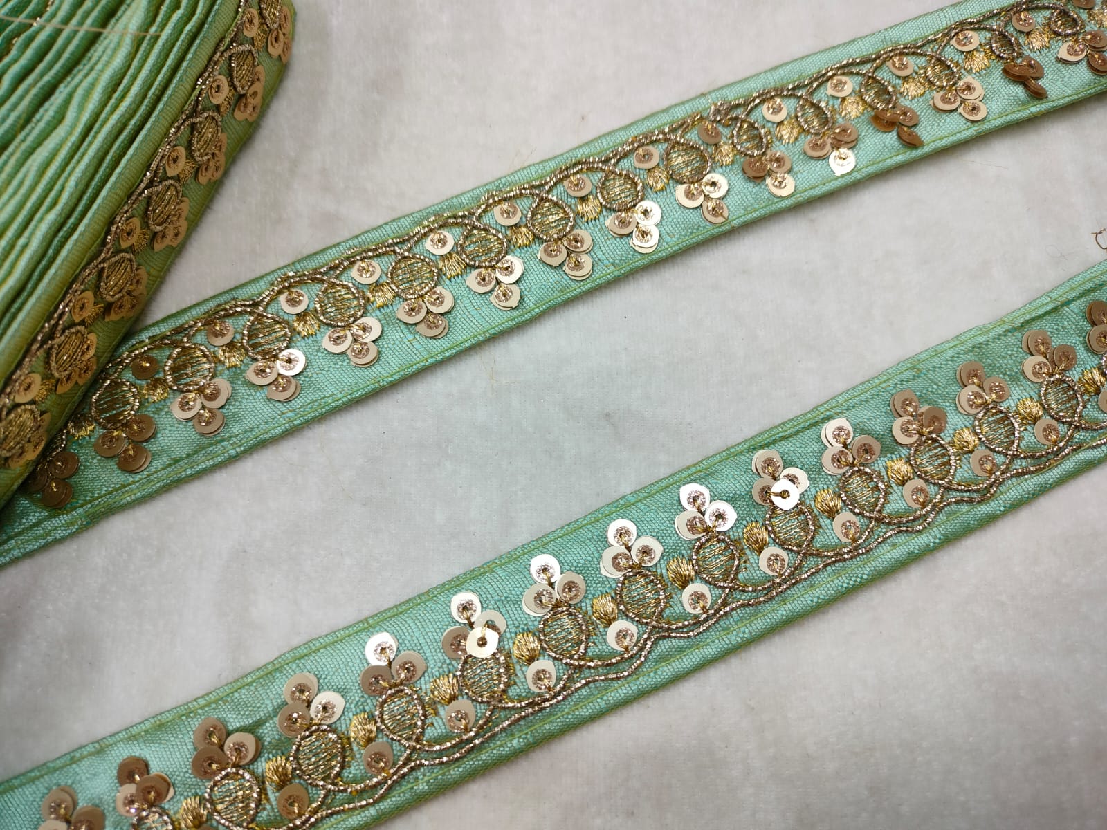 Mint Green Fancy Sequin Trim