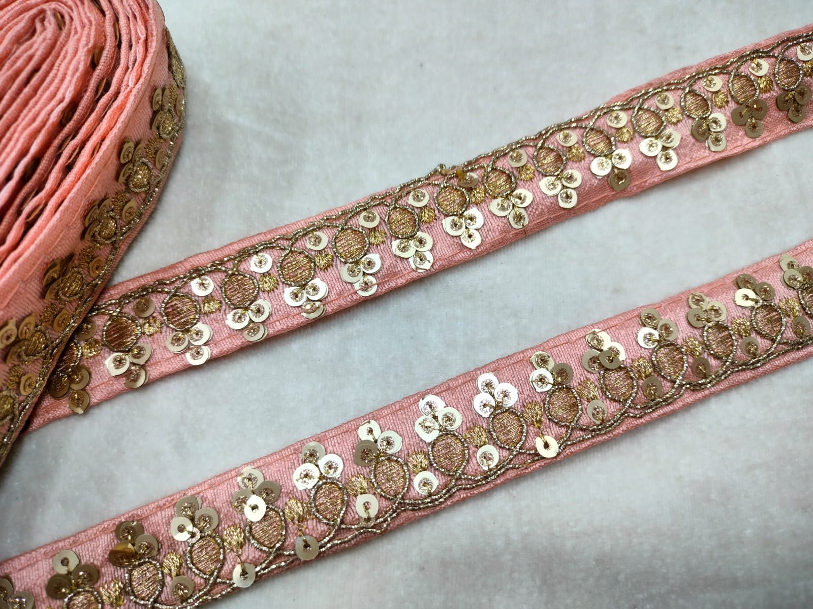 Peach Fancy Sequin Trim